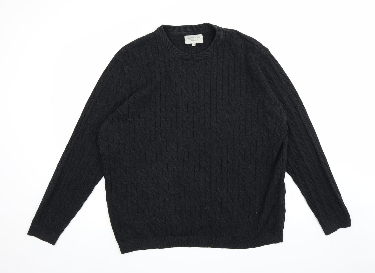 Racing Green Mens Grey  Knit Pullover Jumper Size 2XL