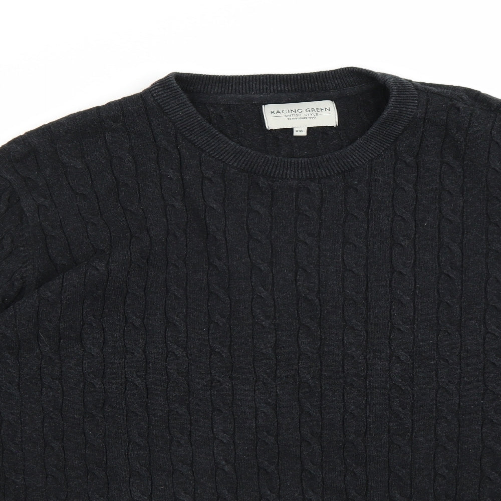 Racing Green Mens Grey  Knit Pullover Jumper Size 2XL