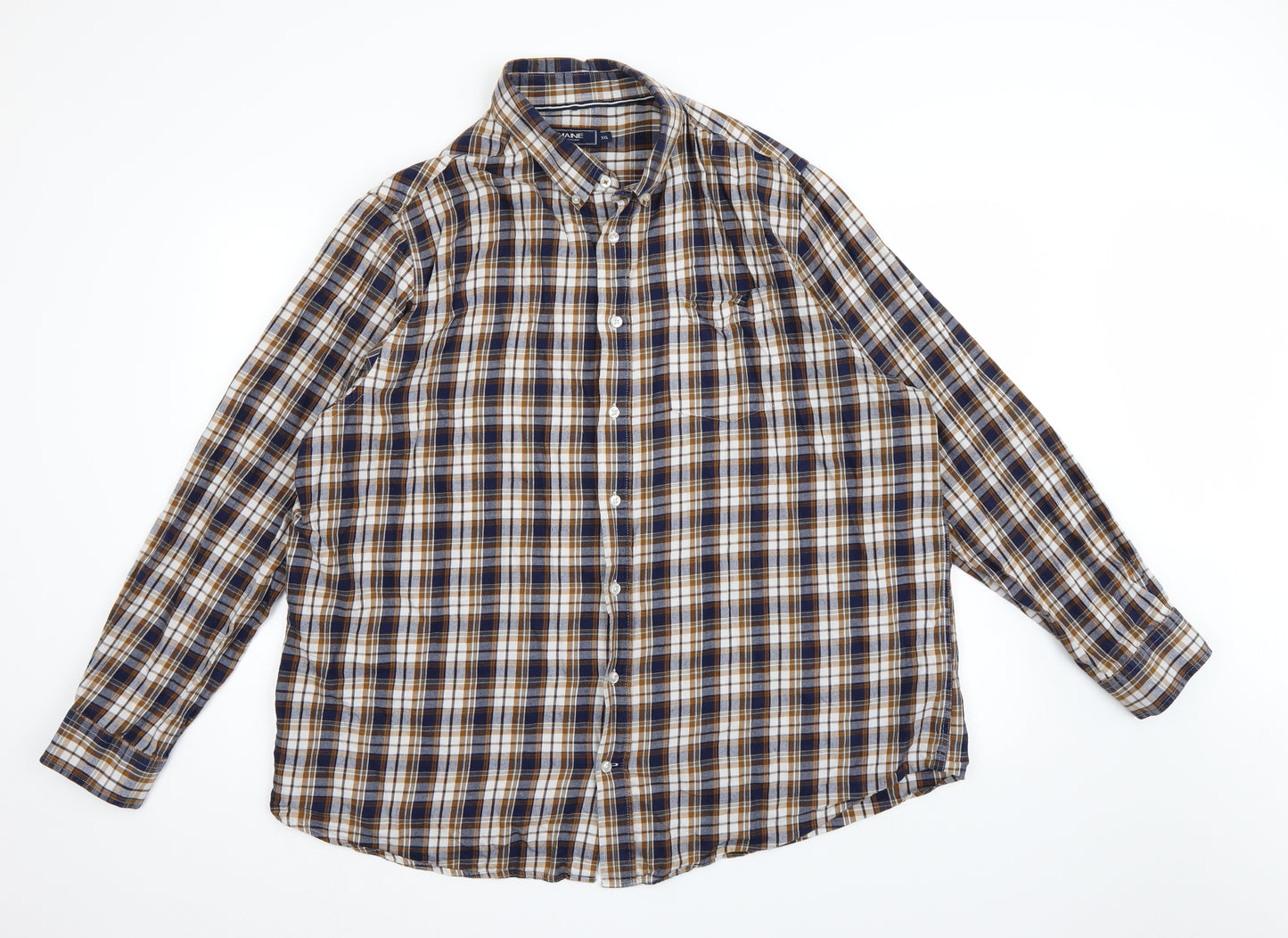 Maine New England Mens Blue Check   Button-Up Size 2XL
