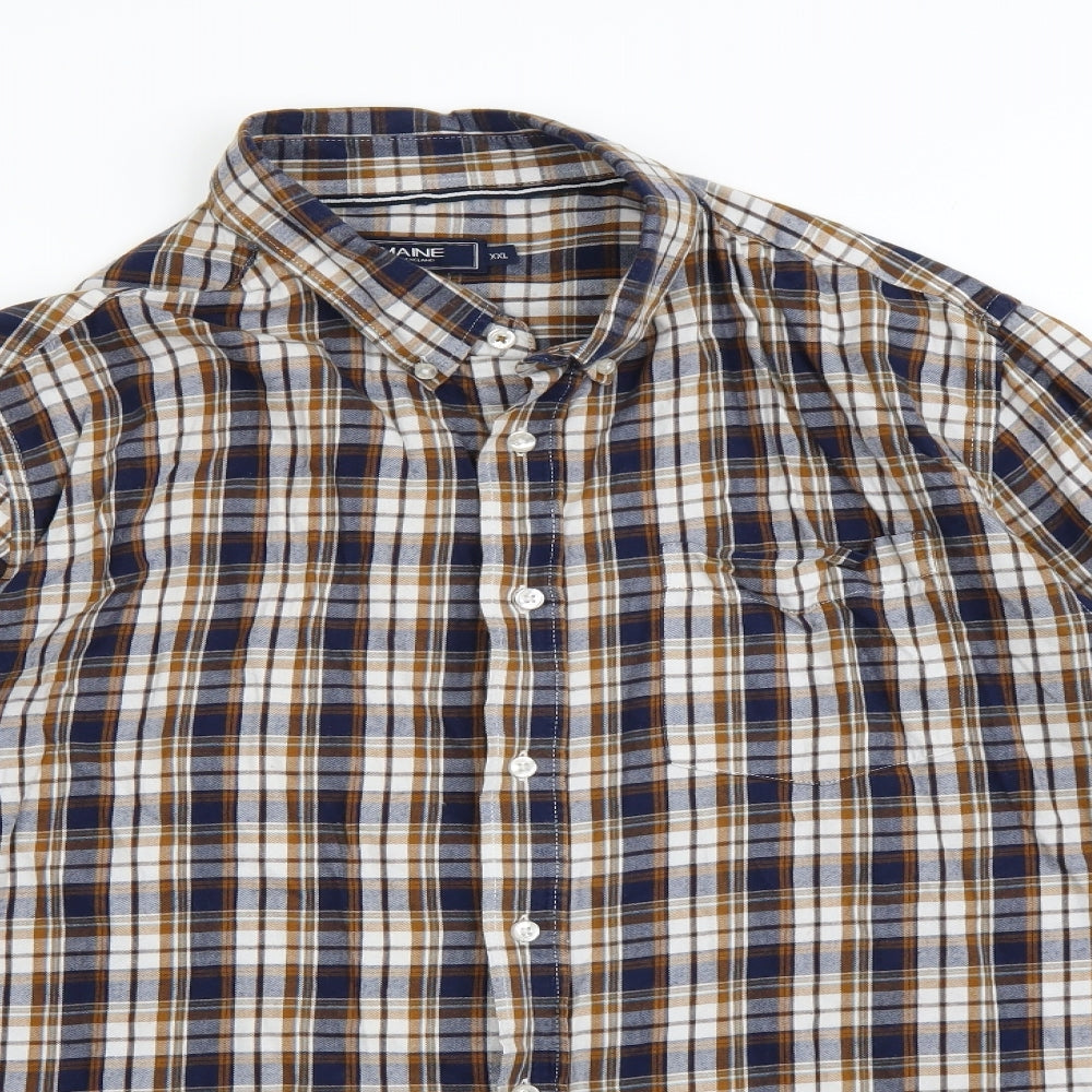 Maine New England Mens Blue Check   Button-Up Size 2XL