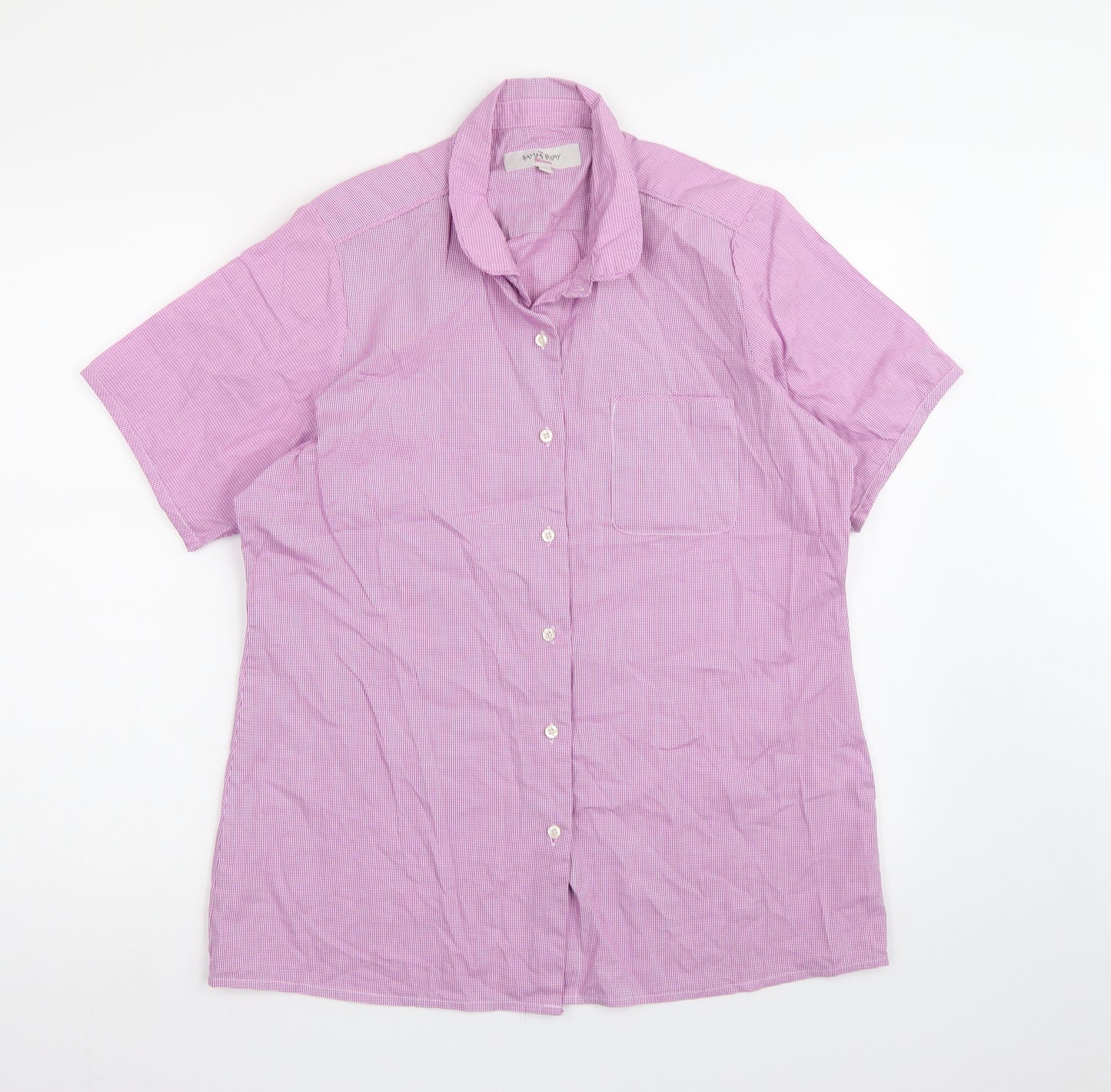 Savile Row Womens Purple Check  Basic Blouse Size 16