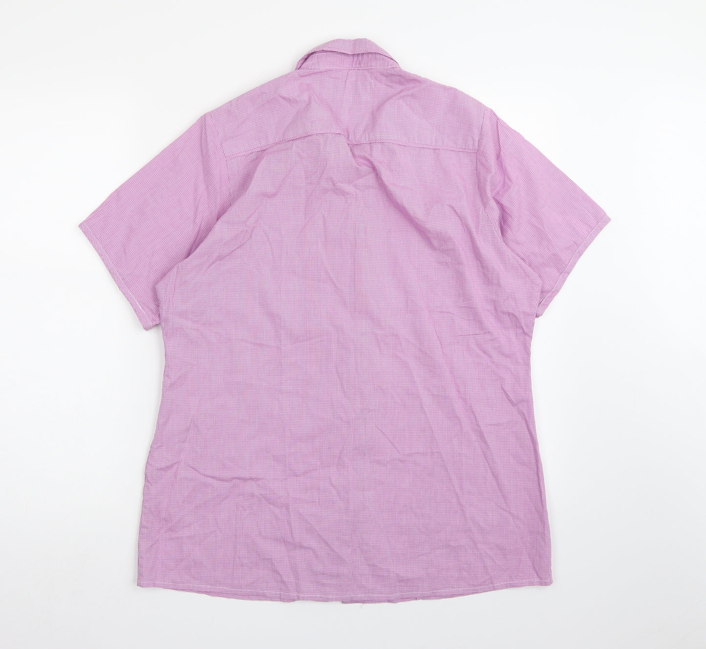Savile Row Womens Purple Check  Basic Blouse Size 16