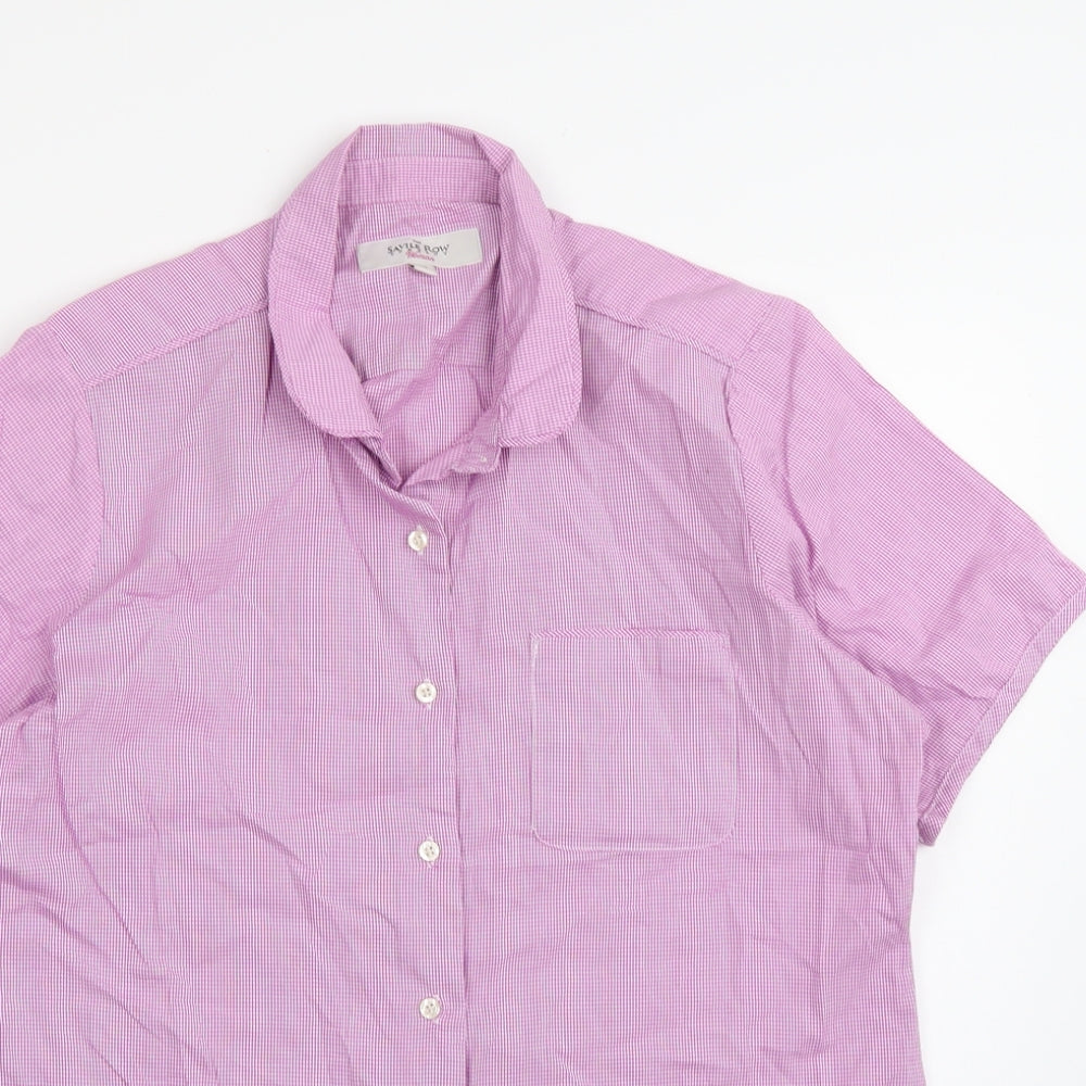 Savile Row Womens Purple Check  Basic Blouse Size 16