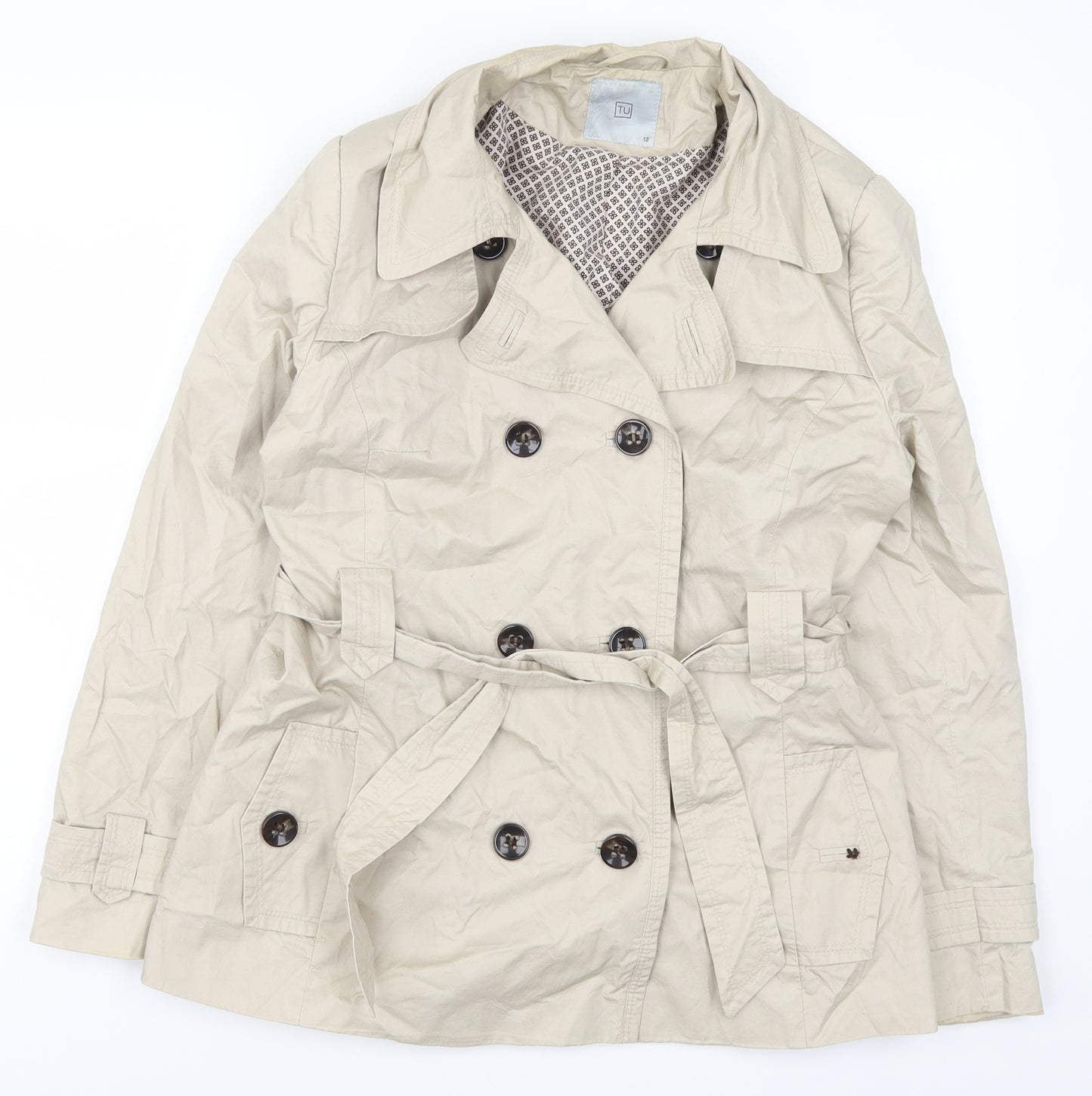 TU Womens Beige   Trench Coat Coat Size 12