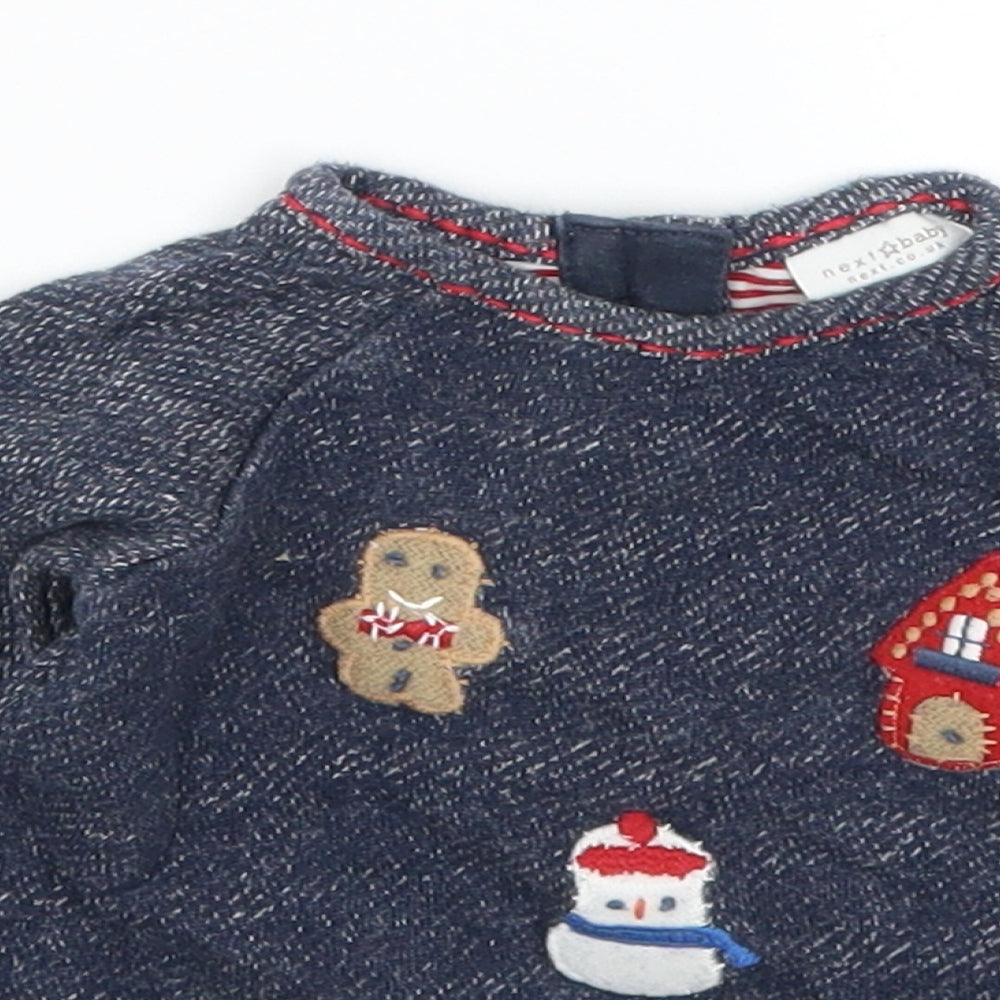 NEXT Baby Blue   Pullover Jumper Size 0-3 Months  - Christmas Prints