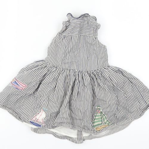 NEXT Girls Blue Striped  Skater Dress  Size 9-12 Months  - Car and Boats