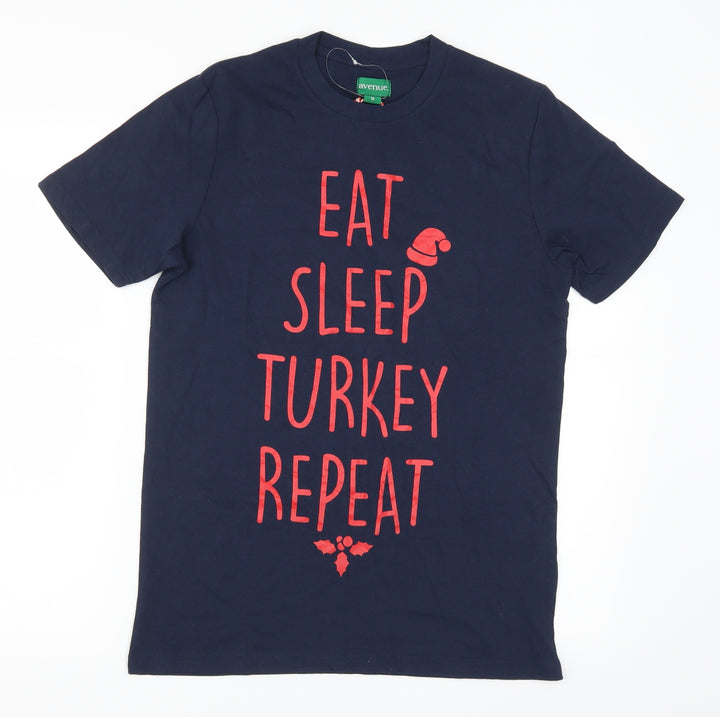 Avenue Mens Blue T-Shirt Size S - Eat Sleep Turkey Repeat