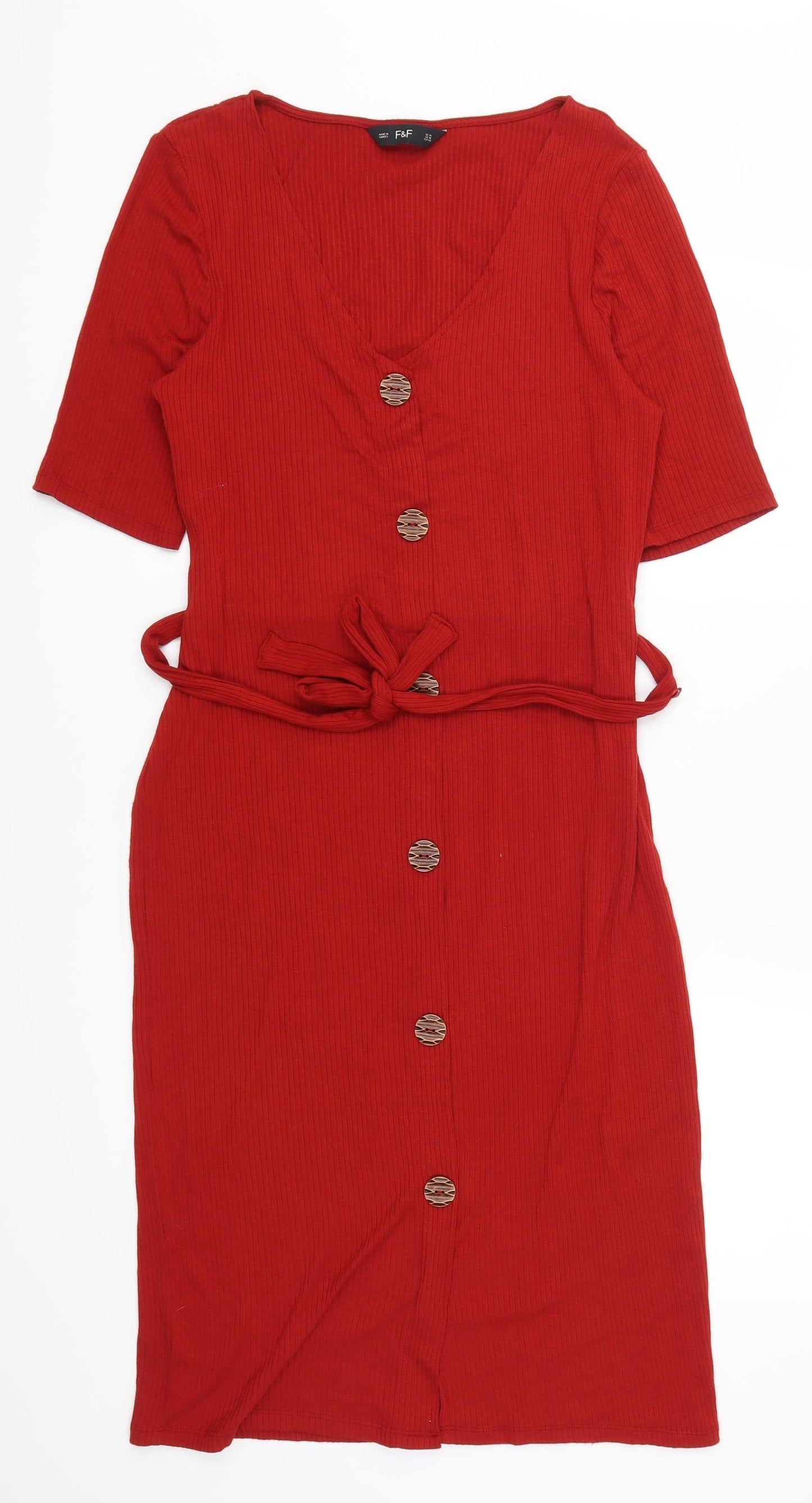 F&F Womens Red   Pencil Dress  Size 14
