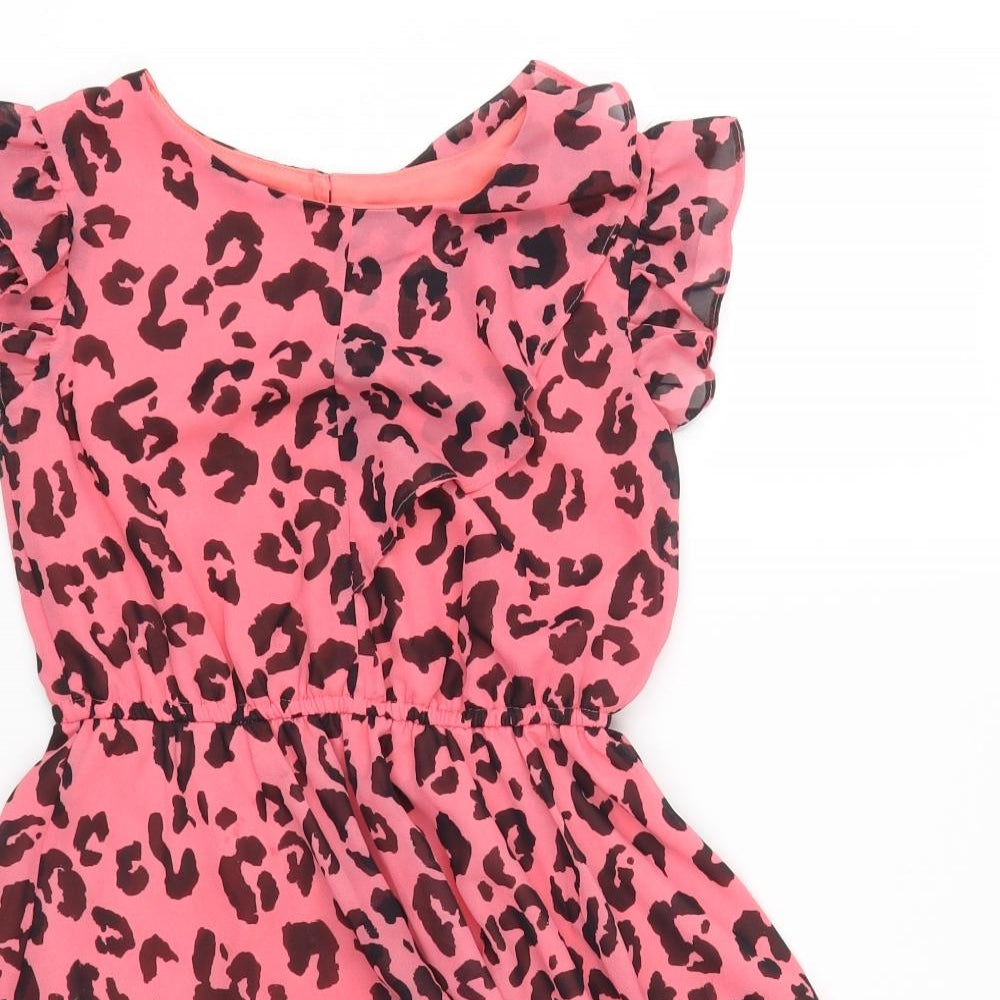TU Girls Pink Animal Print  Skater Dress  Size 9 Years