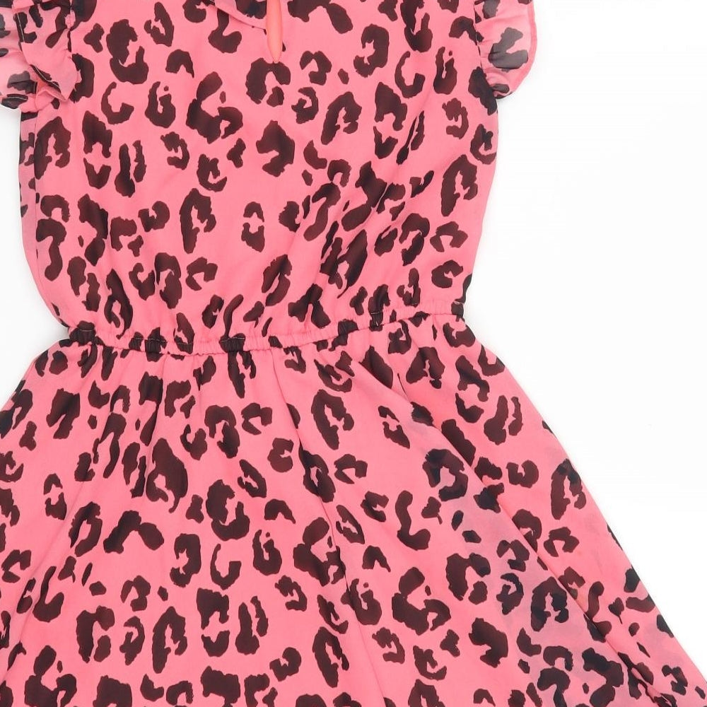 TU Girls Pink Animal Print  Skater Dress  Size 9 Years