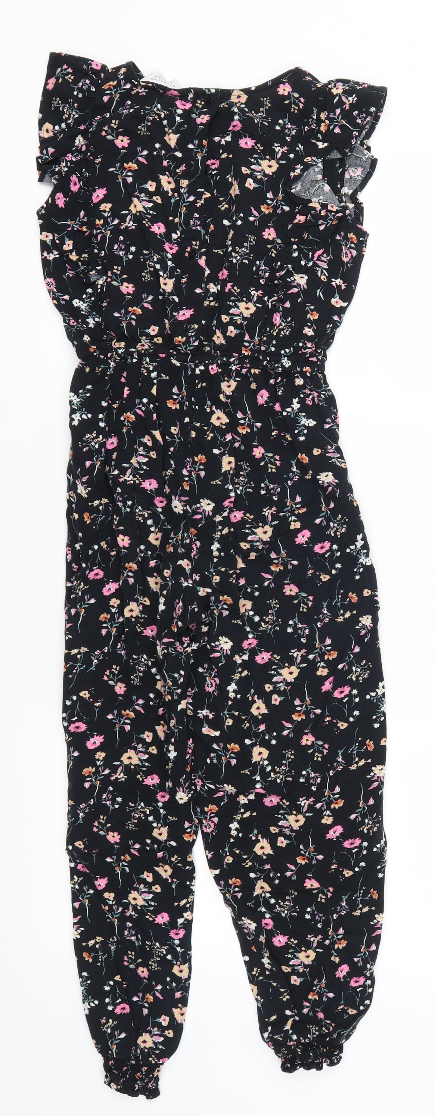Primark Girls Black Floral  Jumpsuit One-Piece Size 8-9 Years