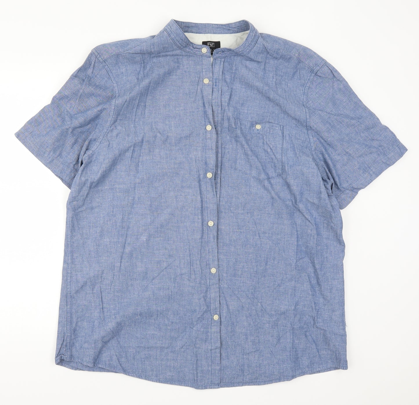 F&F Mens Blue  Denim  Button-Up Size 2XL