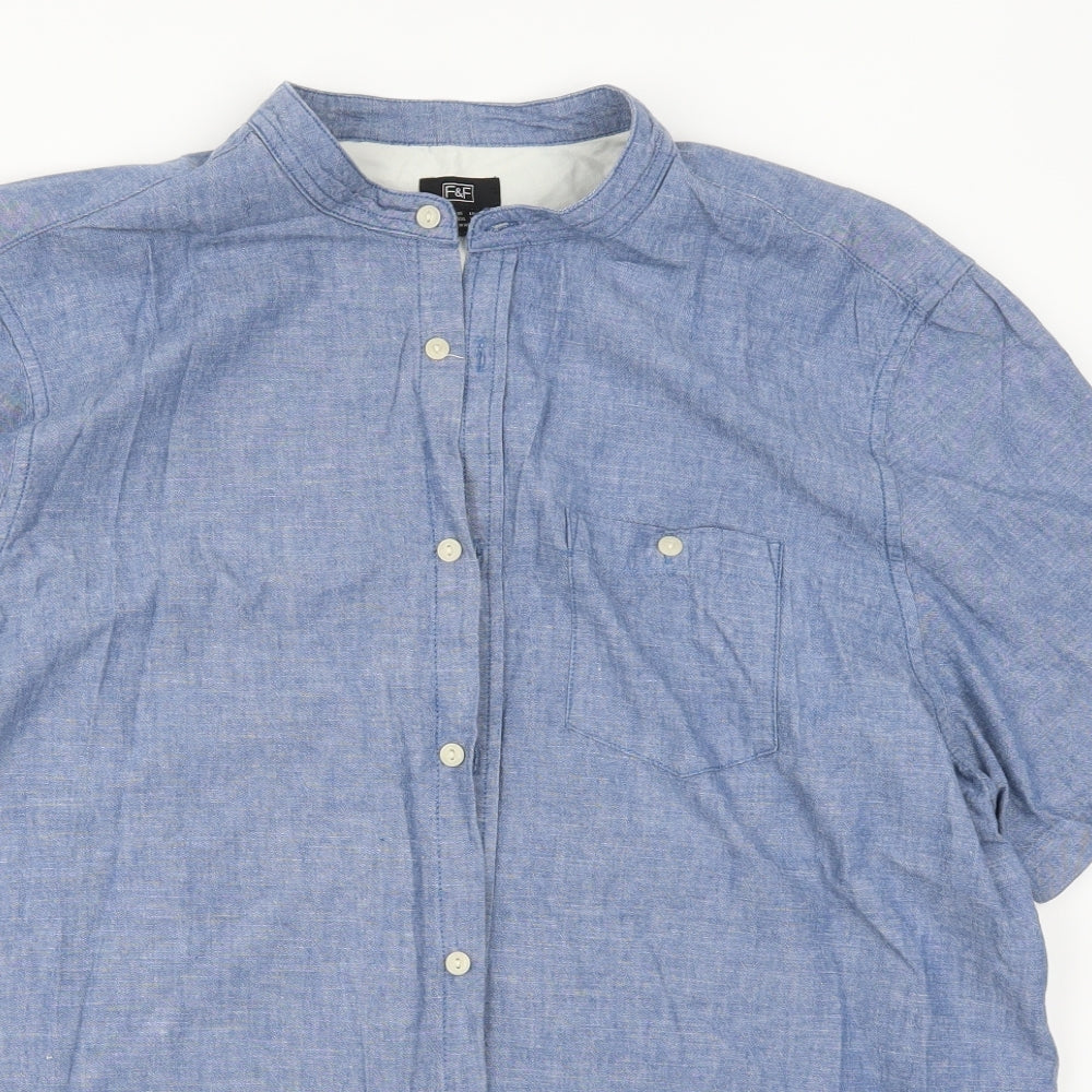 F&F Mens Blue  Denim  Button-Up Size 2XL