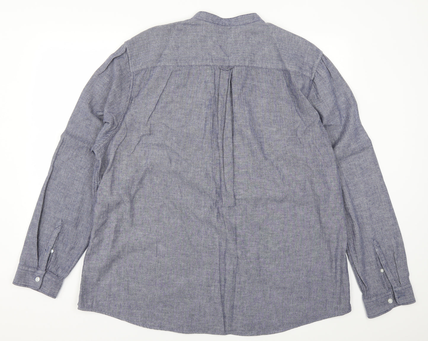 F&F Mens Blue Herringbone   Button-Up Size 3XL