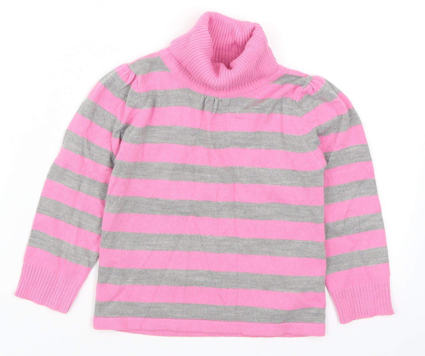 Marks and Spencer Girls Pink Striped  Pullover Jumper Size 2-3 Years