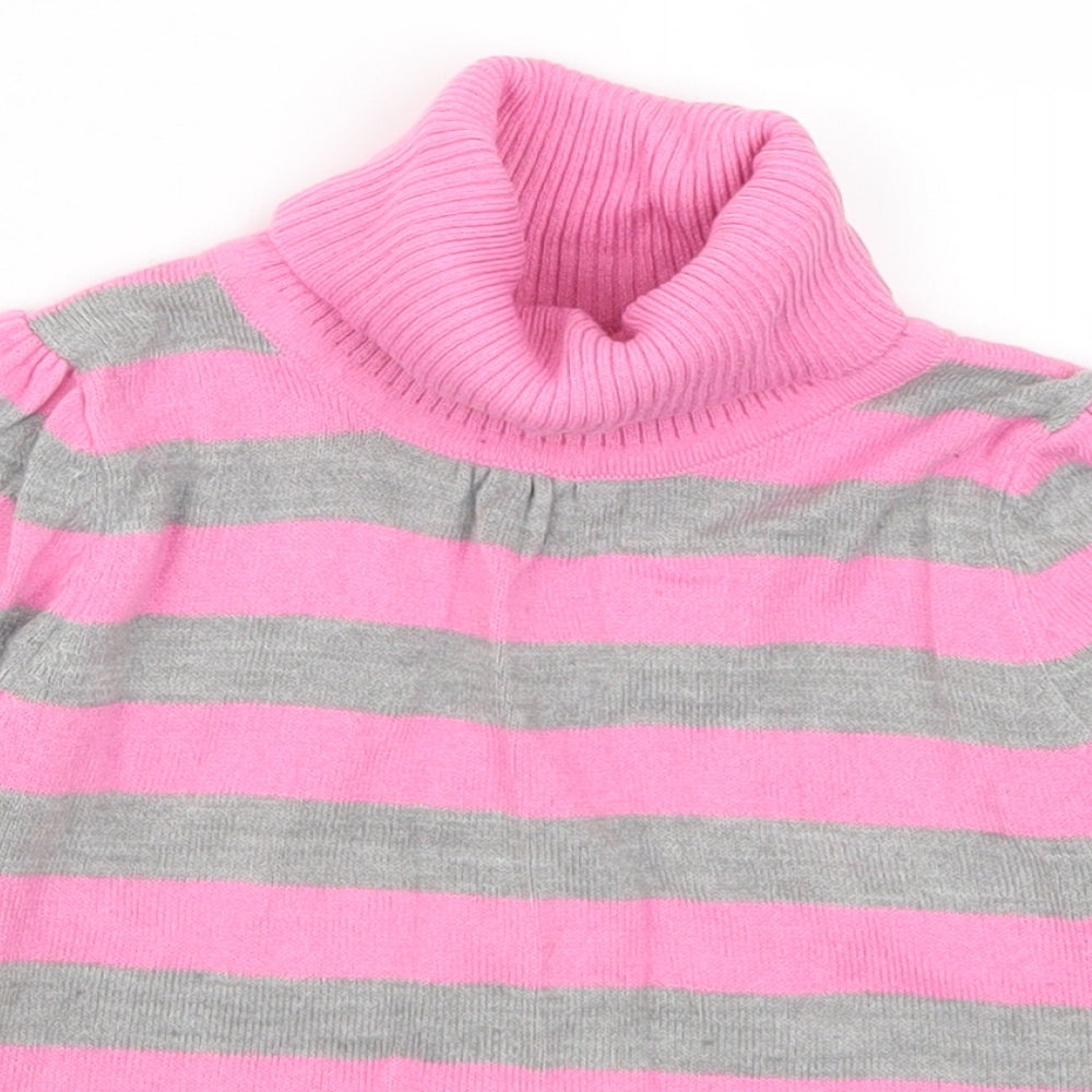 Marks and Spencer Girls Pink Striped  Pullover Jumper Size 2-3 Years