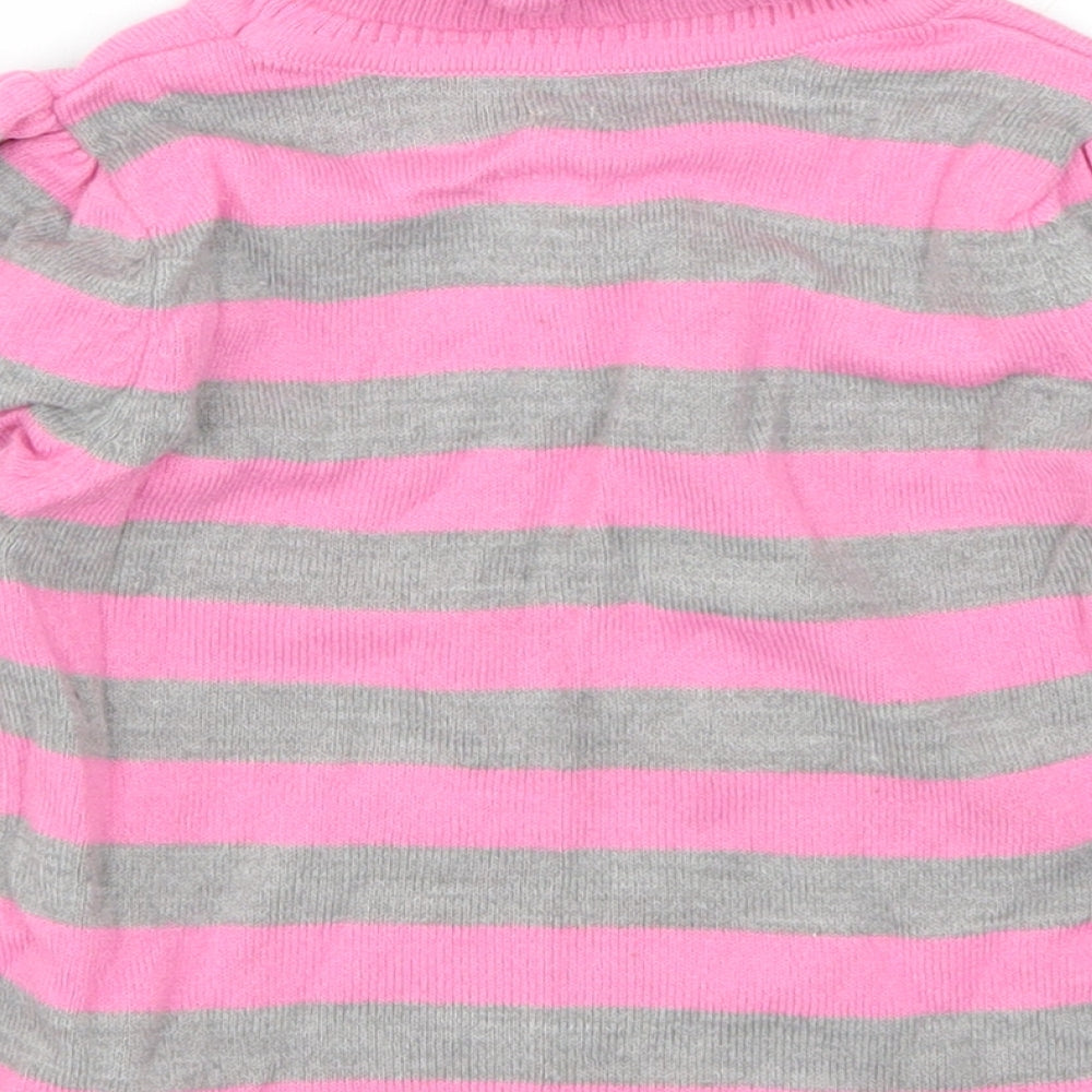 Marks and Spencer Girls Pink Striped  Pullover Jumper Size 2-3 Years