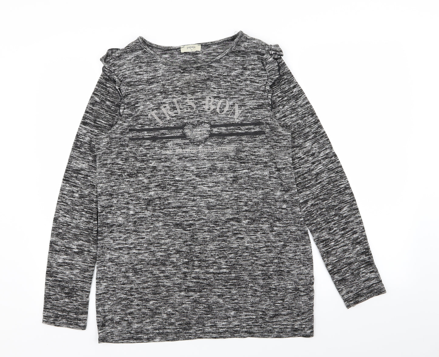 Papaya Womens Grey   Basic T-Shirt Size 14