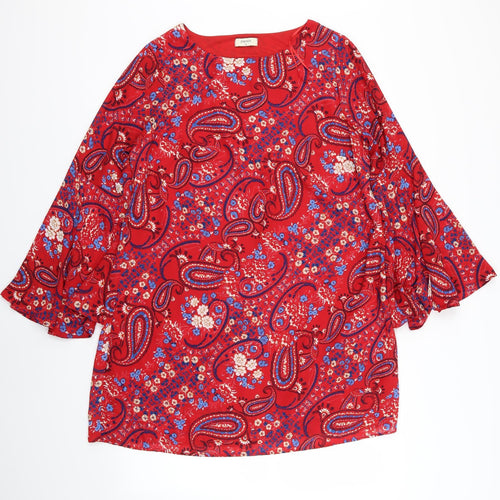 Papaya Womens Red Floral  T-Shirt Dress  Size 14