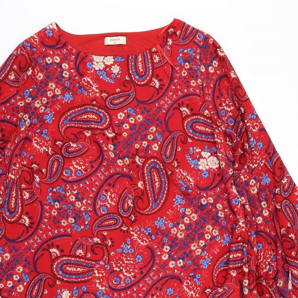 Papaya Womens Red Floral  T-Shirt Dress  Size 14