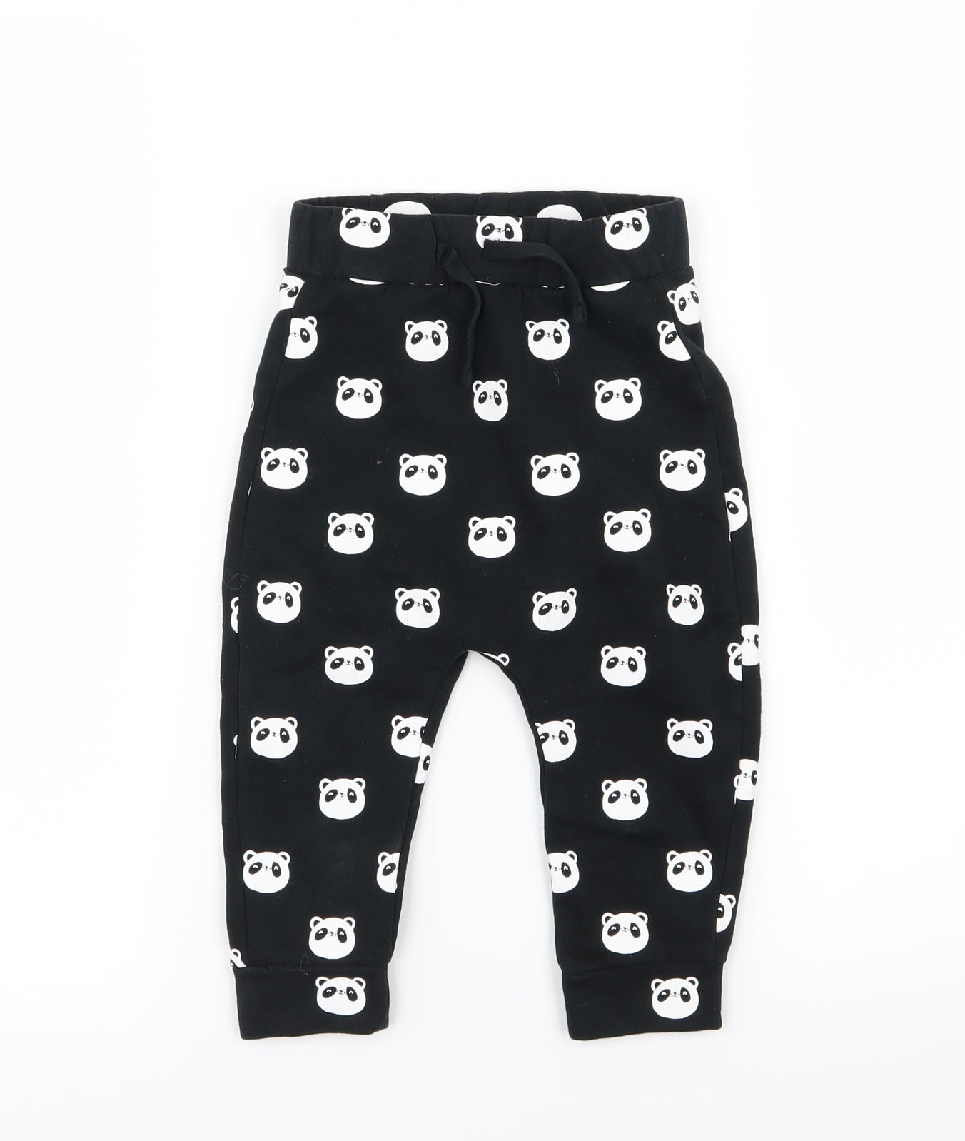 Asda George Boys Black Animal Print  Jogger Trousers Size 12-18 Months