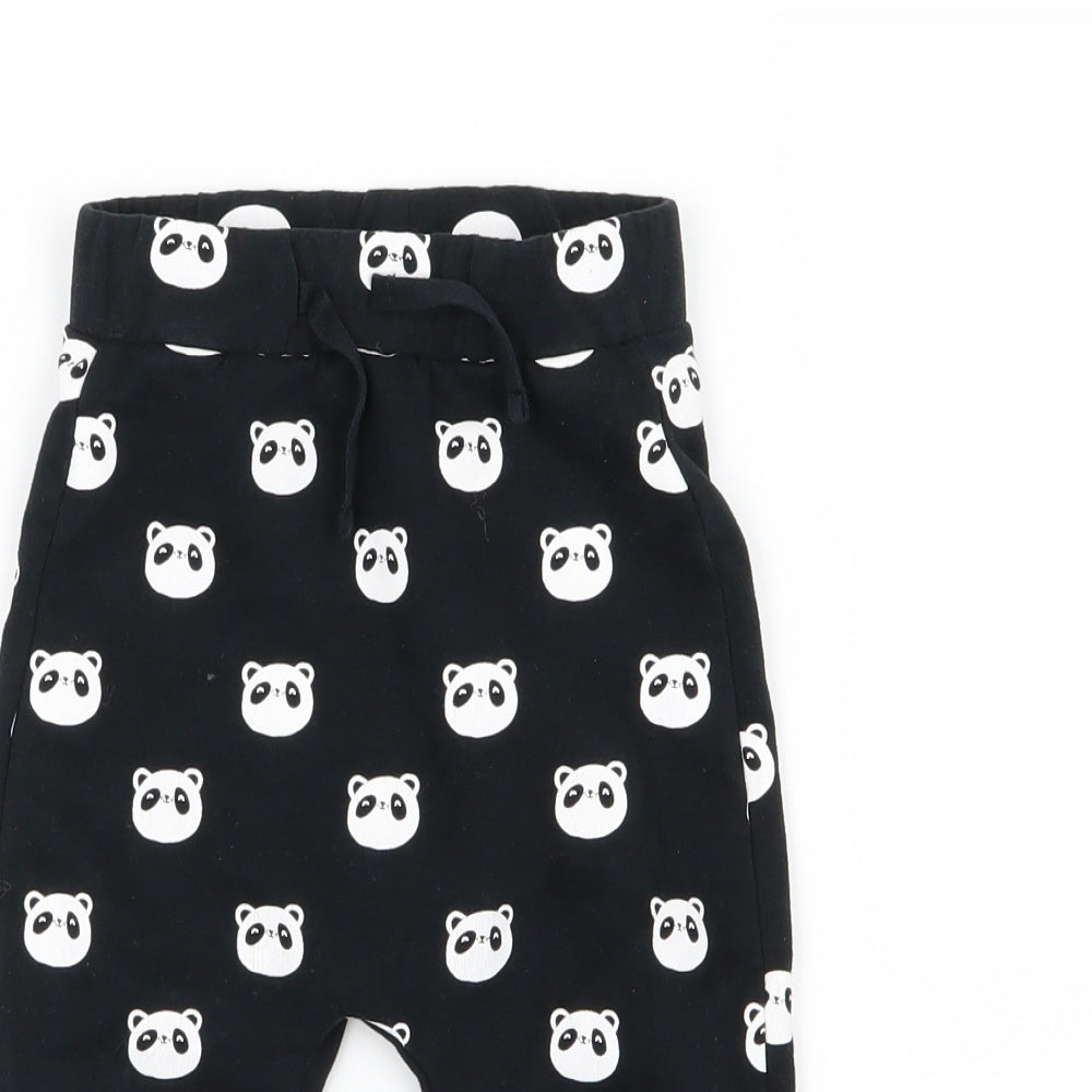 Asda George Boys Black Animal Print  Jogger Trousers Size 12-18 Months