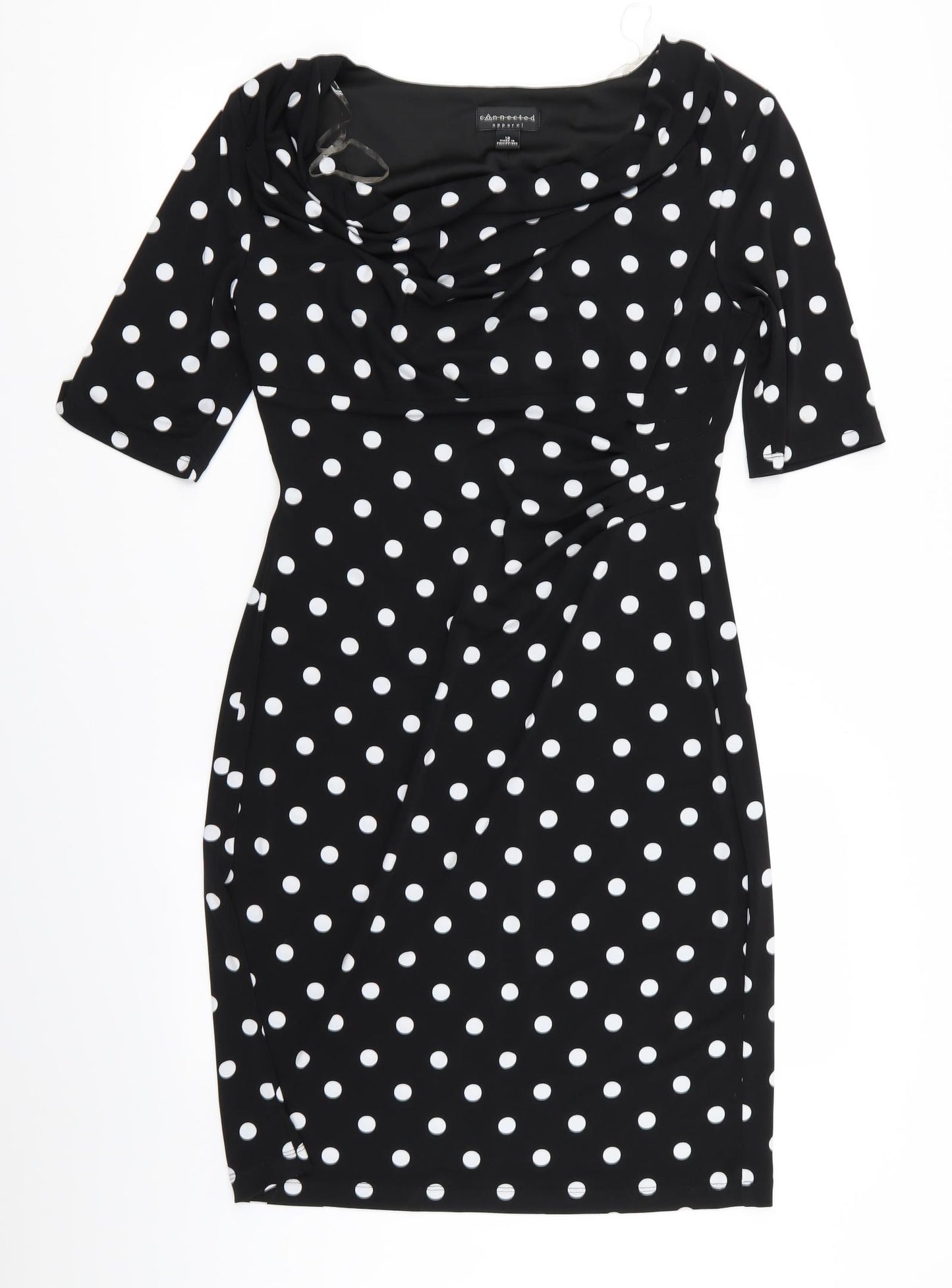 Connected apparel Womens Black Polka Dot  Fit & Flare  Size 12