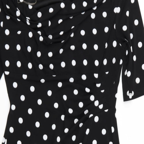 Connected apparel Womens Black Polka Dot  Fit & Flare  Size 12