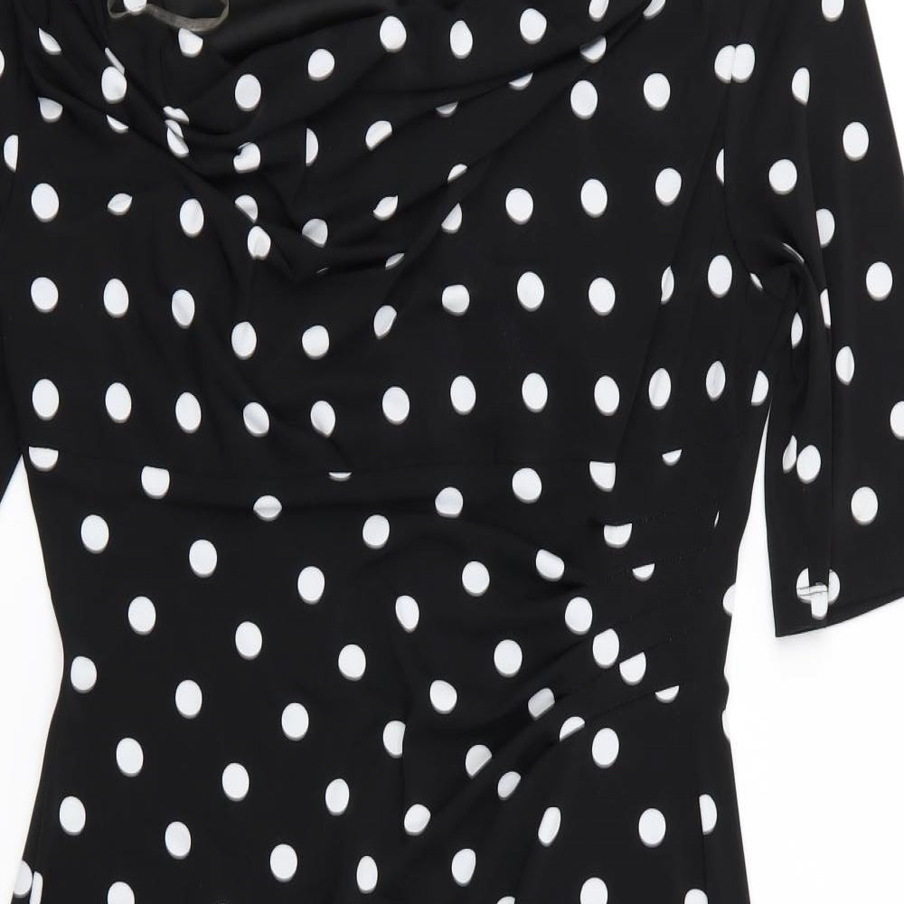 Connected apparel Womens Black Polka Dot  Fit & Flare  Size 12