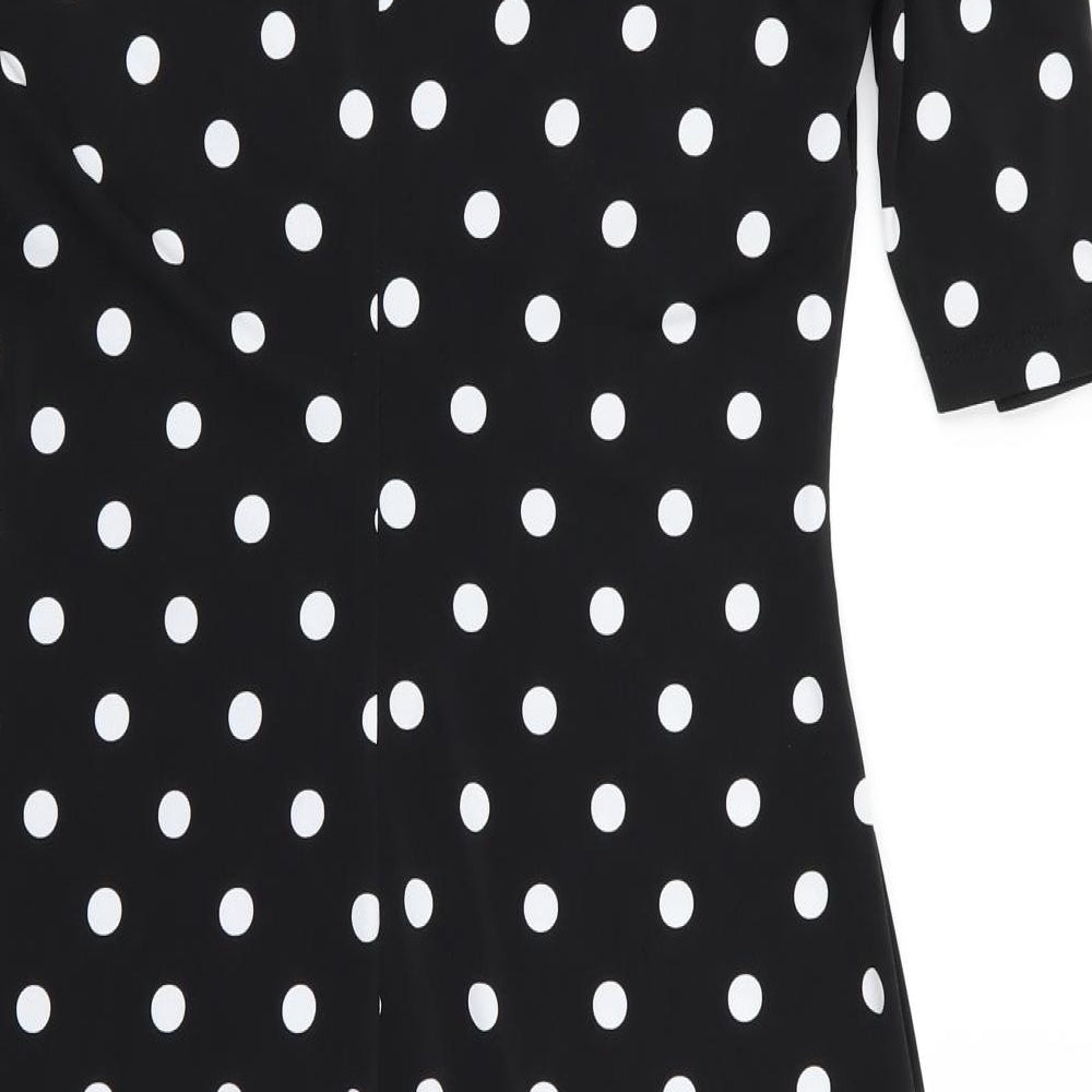 Connected apparel Womens Black Polka Dot  Fit & Flare  Size 12