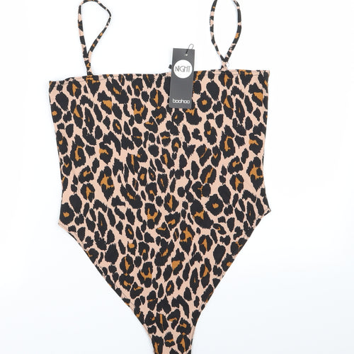Boohoo Womens Multicoloured Animal Print  Bodysuit One-Piece Size 14
