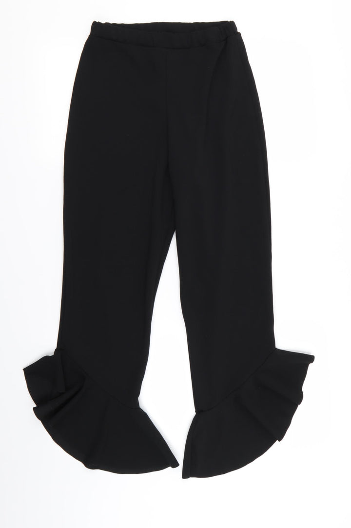 Quiz Womens Black Trousers Size 10 L25 in - Stretch waistband/FLARED