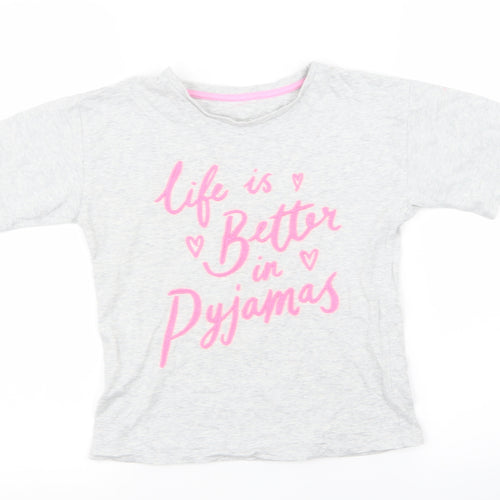Asda George Girls Grey   Top Pyjama Top Size 7-8 Years