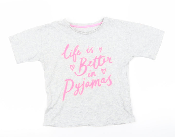 Asda George Girls Grey Top Pyjama Top Size 7-8 Years