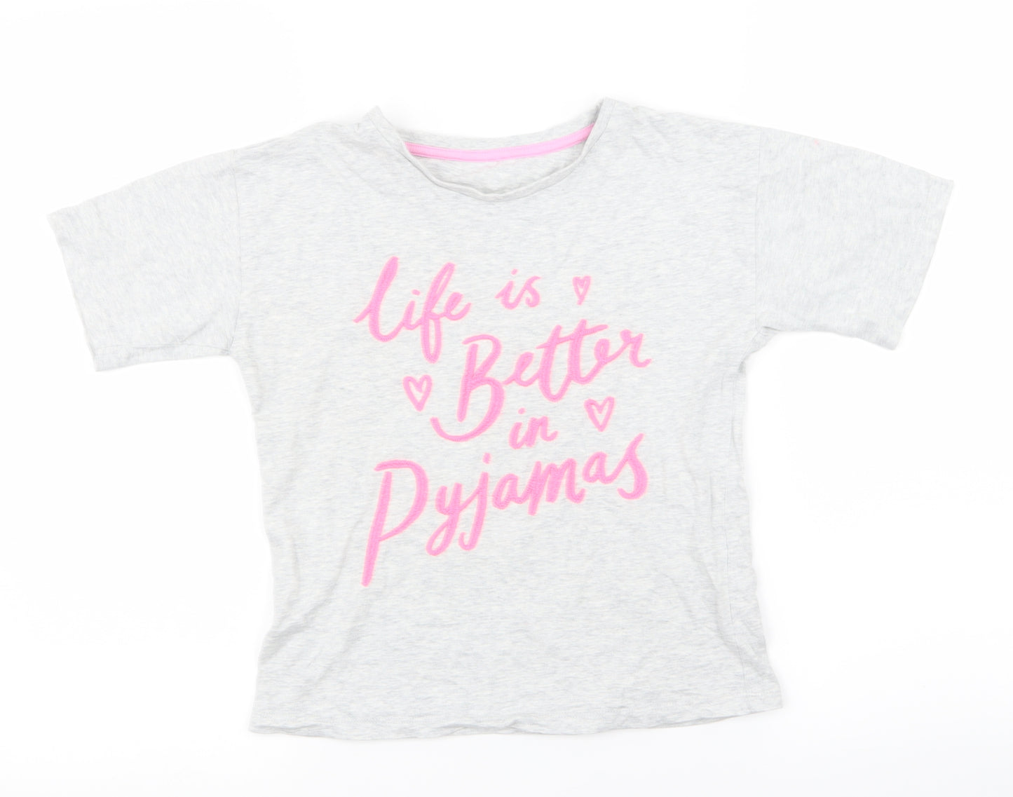Asda George Girls Grey   Top Pyjama Top Size 7-8 Years