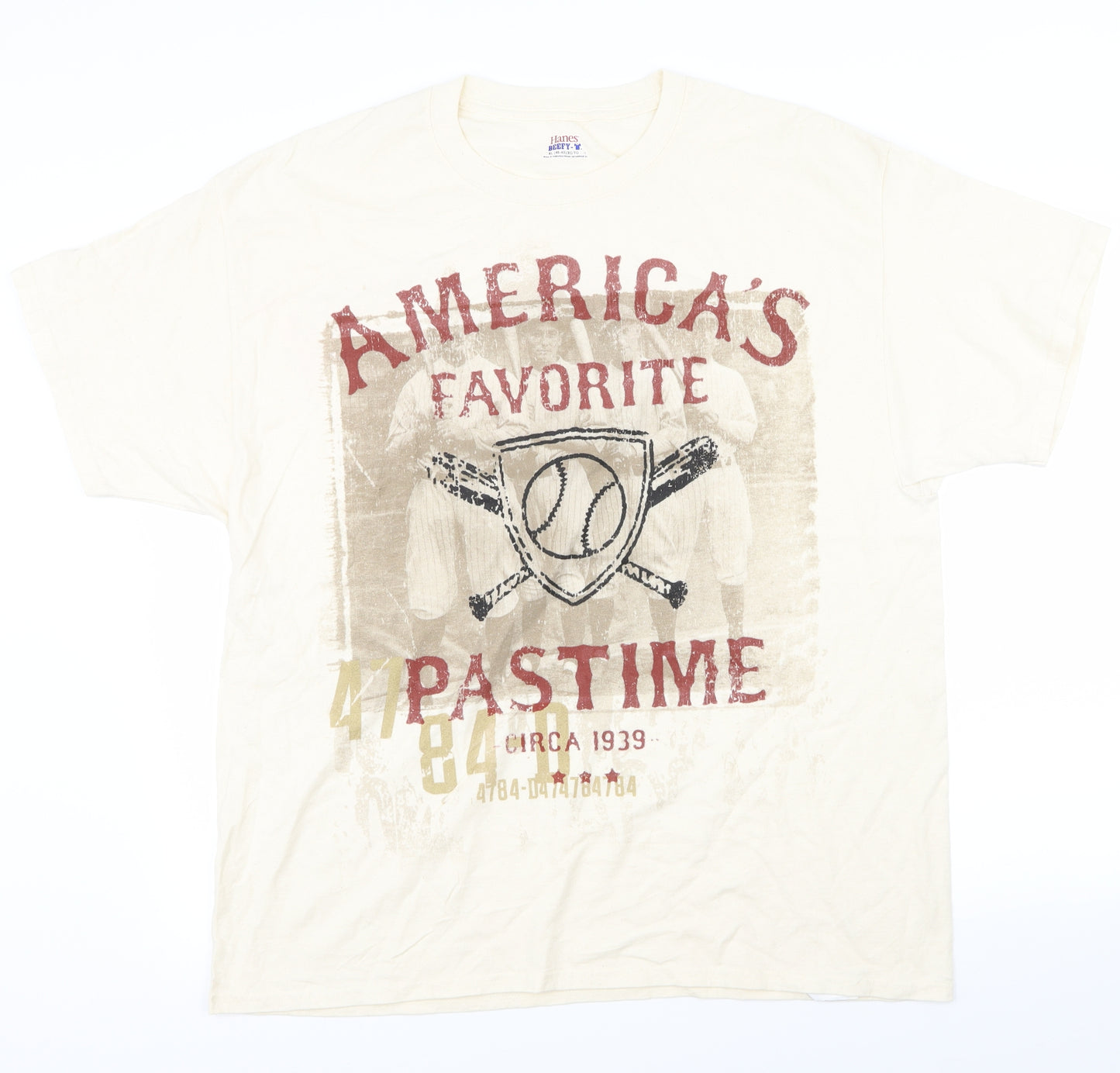 Hanes Mens Beige    T-Shirt Size XL