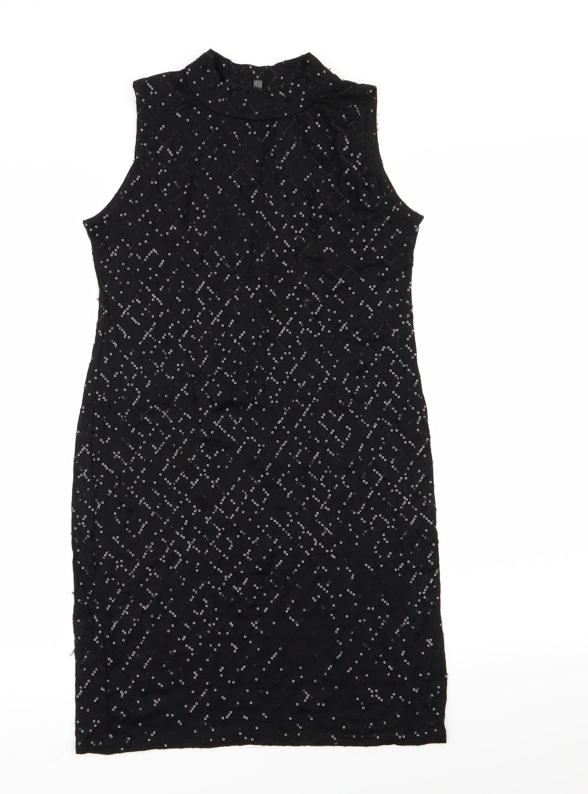 Preworn Womens Black   Pencil Dress  Size 12  - Sequins all over