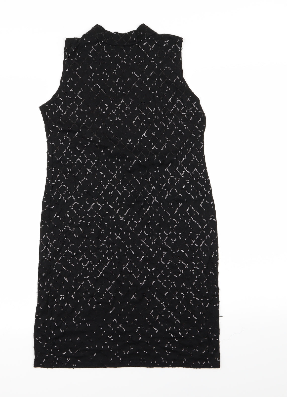 Preworn Womens Black   Pencil Dress  Size 12  - Sequins all over