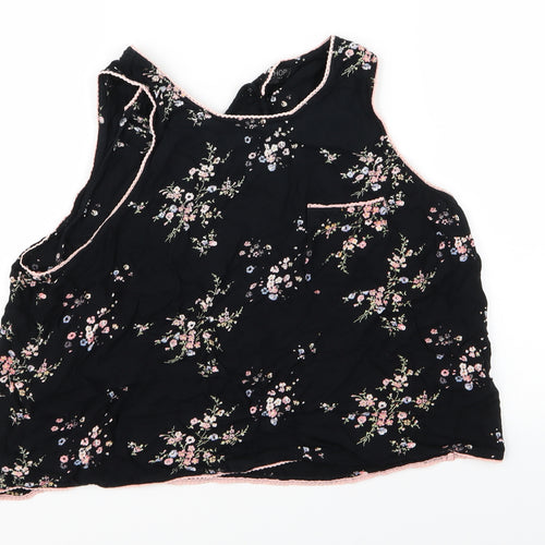 Topshop Womens Black Floral  Basic Tank Size 14