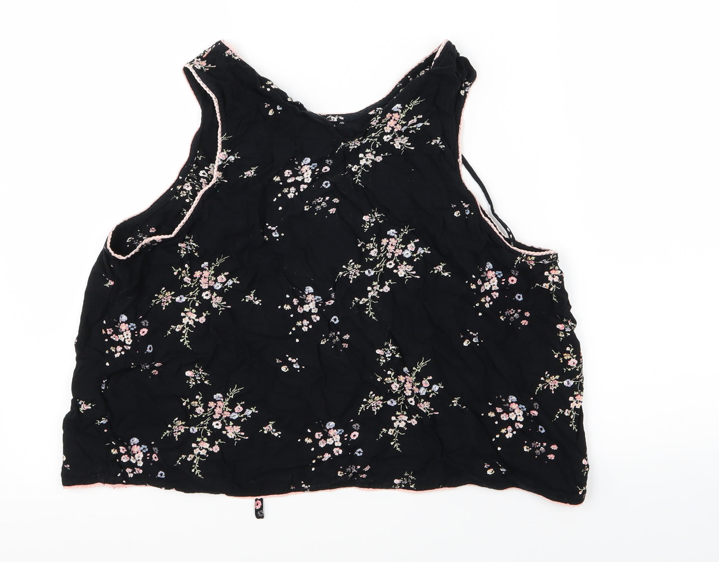 Topshop Womens Black Floral  Basic Tank Size 14