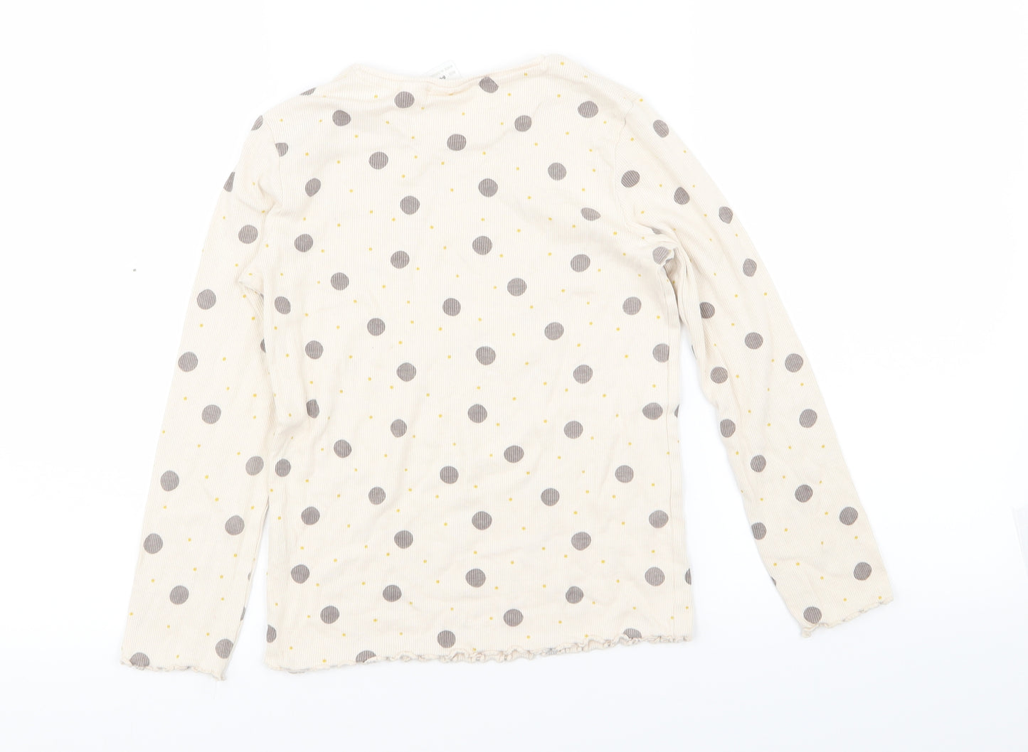 Zara Girls Beige Polka Dot  Basic T-Shirt Size 8-9 Years