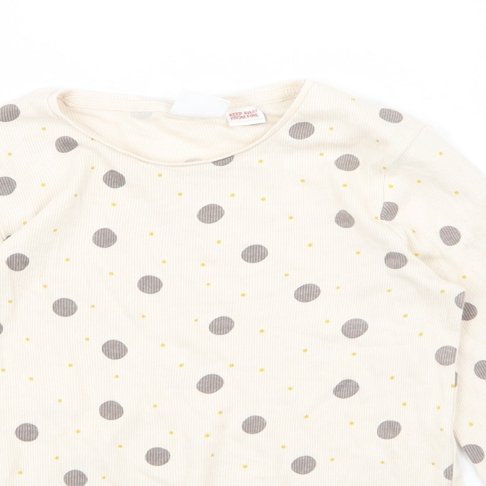 Zara Girls Beige Polka Dot  Basic T-Shirt Size 8-9 Years
