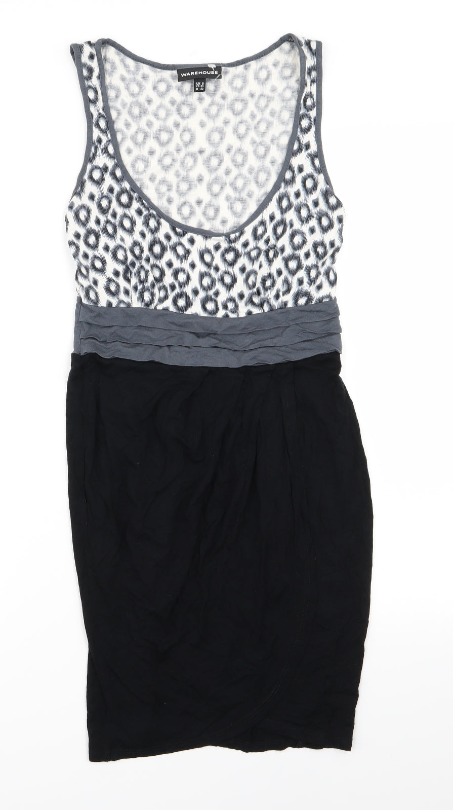 Warehouse Womens Black Animal Print  Pencil Dress  Size 8