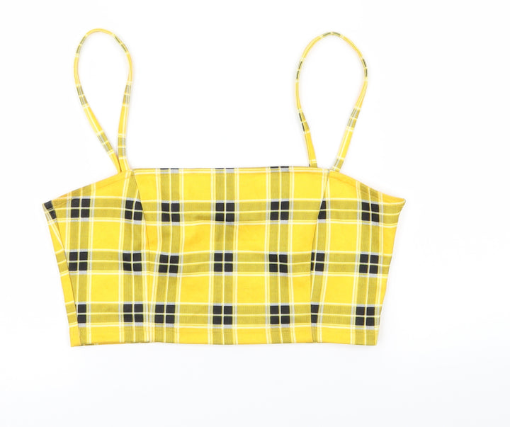 H&M Womens Yellow Check  Camisole Tank Size S