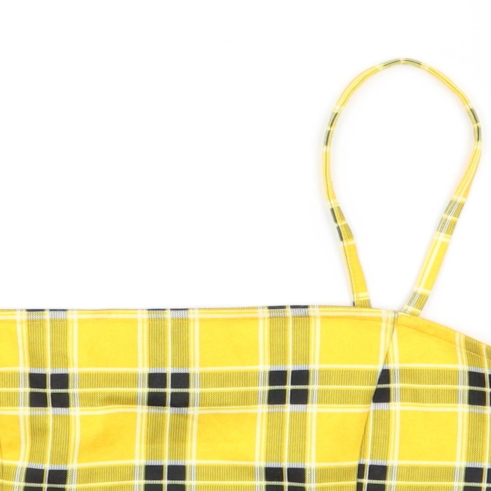 H&M Womens Yellow Check  Camisole Tank Size S