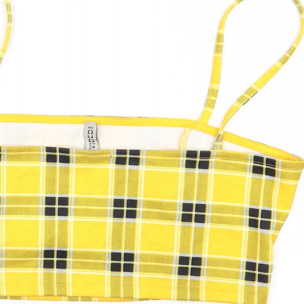 H&M Womens Yellow Check  Camisole Tank Size S
