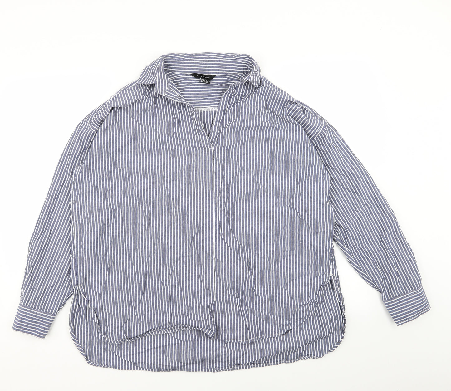 New Look Womens Blue Striped  Basic Blouse Size 12