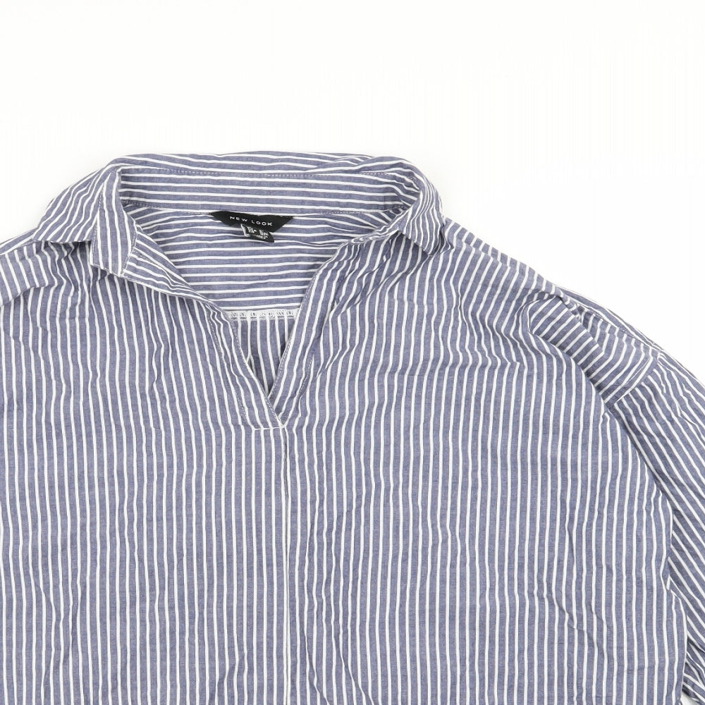 New Look Womens Blue Striped  Basic Blouse Size 12