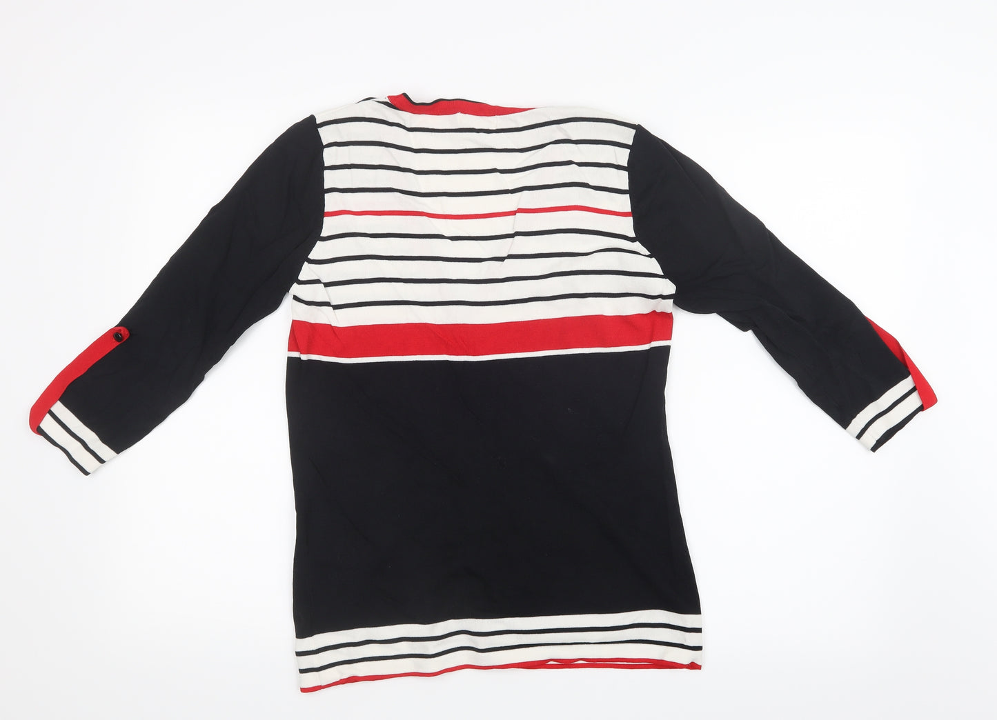Christina Womens Black Striped Knit Cardigan Jumper Size S