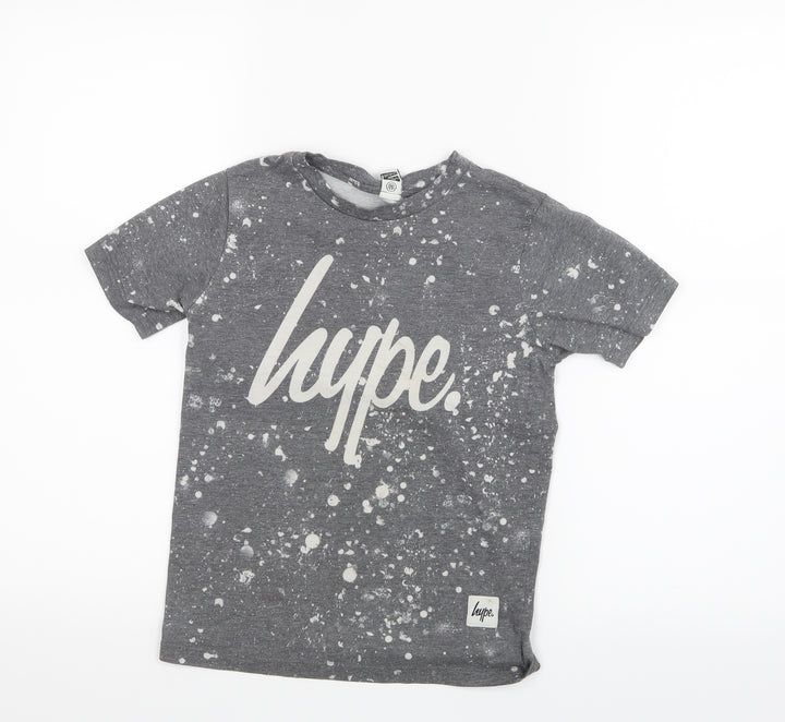 Hype Boys Grey Geometric Basic T-Shirt Size 9-10 Years